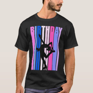 Roze Paarse Retro Dochter Schaatsen Seizoen Birt T-shirt