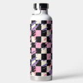 Roze & Paarse Retro Geruite Fles of Bekertje (Rechts)