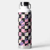 Roze & Paarse Retro Geruite Fles of Bekertje (Voorkant)