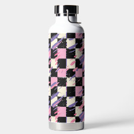 Roze & Paarse Retro Geruite Fles of Bekertje