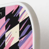 Roze & Paarse Retro Geruite Pickleball Paddle (Links Detail)