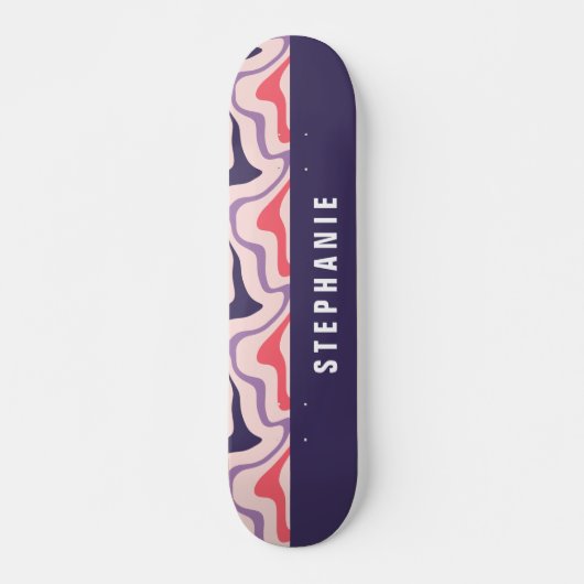 Roze Paarse Retro Moderne Abstracte Marmer Draaiin Persoonlijk Skateboard (Voorkant)