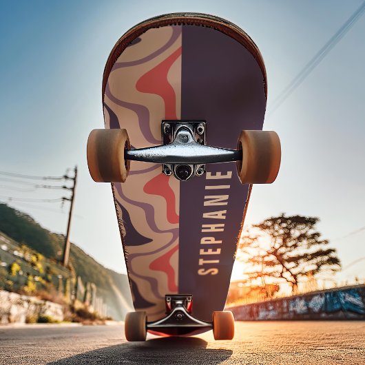 Roze Paarse Retro Moderne Abstracte Marmeren Swirl Persoonlijk Skateboard