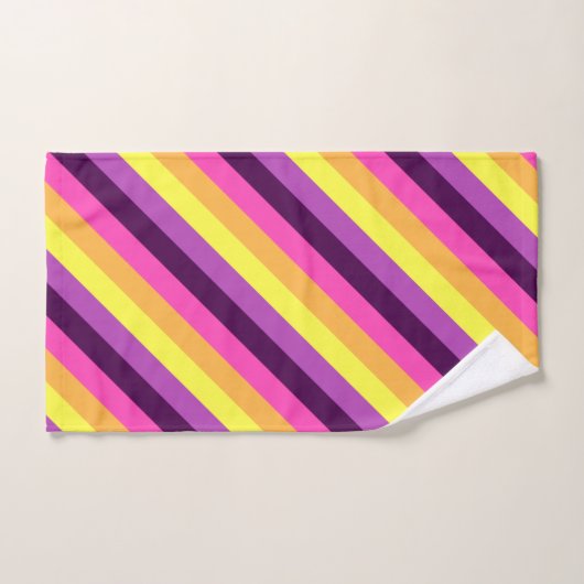 Roze Paarse retro strepen handdoek (Handdoek)