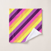 Roze Paarse Retro Stripes Badhanddoek Set Bad Handdoek (Wasdoekje)