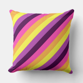 Roze Paarse Retro Stripes Groot Sierkussen