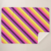 Roze Paarse Retro Stripes Grote Sherpa Deken (Voorkant (horizontaal))