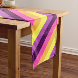 Roze Paarse Retro Stripes Grote Tafelloper