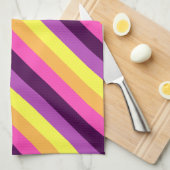 Roze Paarse Retro Stripes Keukenhanddoek (Quarter Fold)