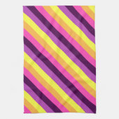 Roze Paarse Retro Stripes Keukenhanddoek (Verticaal)