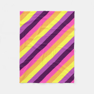 Roze Paarse Retro Stripes Kleine Fleece Deken