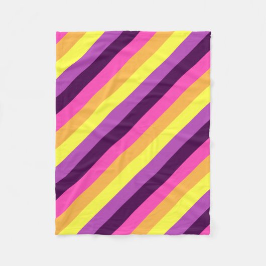 Roze Paarse Retro Stripes Kleine Fleece Deken (Voorkant)