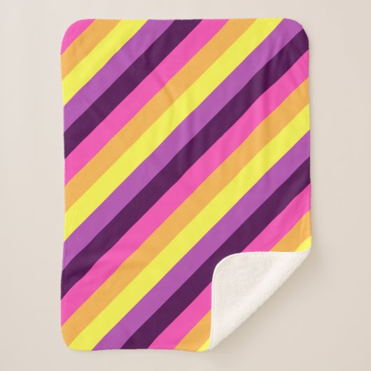Roze Paarse Retro Stripes Kleine Sherpa Deken (Voorkant)