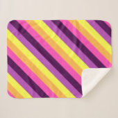 Roze Paarse Retro Stripes Kleine Sherpa Deken (Voorkant (horizontaal))