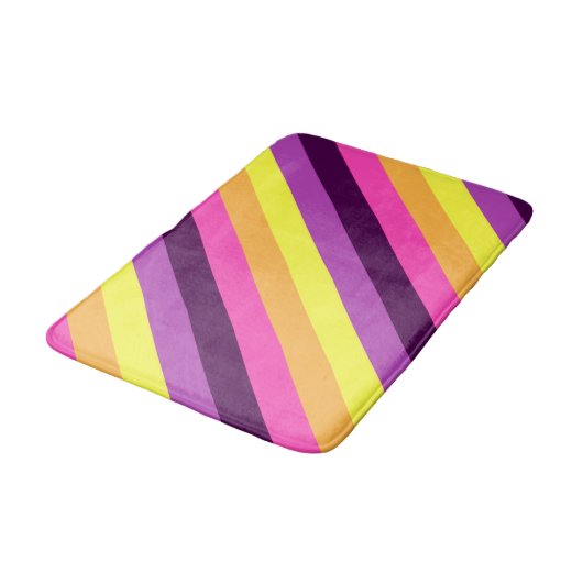 Roze Paarse Retro Stripes Medium Badmat (Gekanteld)