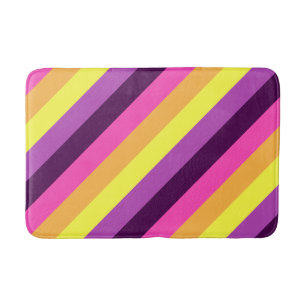 Roze Paarse Retro Stripes Medium Badmat