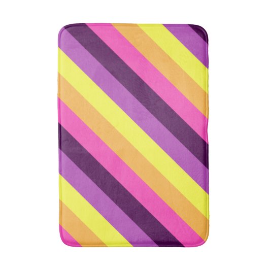 Roze Paarse Retro Stripes Medium Badmat (Voorkant Verticaal)