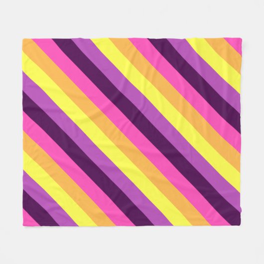 Roze Paarse Retro Stripes Medium Fleece Deken (Voorkant (Horizontaal))