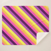 Roze Paarse Retro Stripes Medium Sherpa Deken (Voorkant (horizontaal))