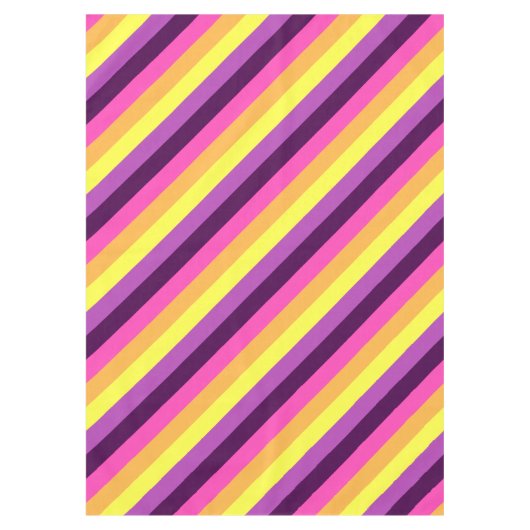 Roze Paarse Retro Stripes Medium Tafelkleed (Voorkant)