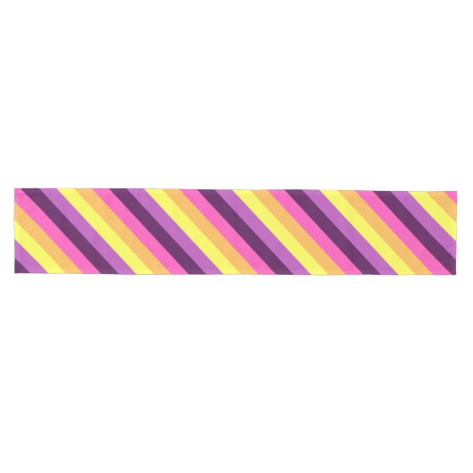 Roze Paarse Retro Stripes Medium Tafelloper (Horizontaal)