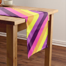 Roze Paarse Retro Stripes Medium Tafelloper