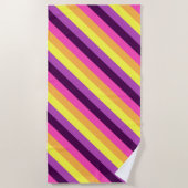 Roze Paarse Retro Stripes strandlaken (Voorkant)