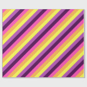 Roze Paarse Retro Stripes Verpakkingsdocument Cadeaupapier (Vlak)