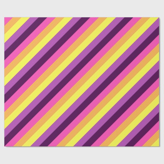 Roze Paarse Retro Stripes Verpakkingsdocument Cadeaupapier (Vlak)