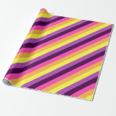 Roze Paarse Retro Stripes Verpakkingsdocument Cadeaupapier (Uitgerold)