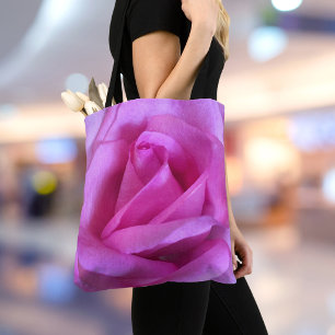 Roze paarse roos bloem foto vet modern eenvoudig tote bag