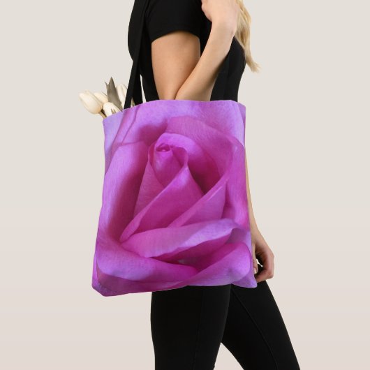 Roze paarse roos bloem foto vet modern eenvoudig tote bag (Dichtbij)