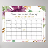 Roze & Paarse Roos Bloemige Vermoedelijke Bevallin Poster (Voorkant)