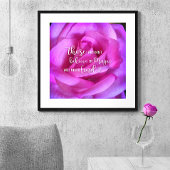 Roze Paarse Roos Foto Believe in Magic Quote Poster