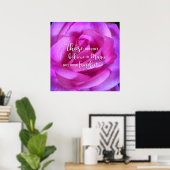 Roze Paarse Roos Foto Believe in Magic Quote Poster (Thuiskantoor)