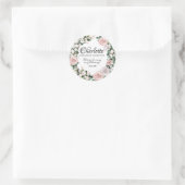 Roze Paarse Roos Gepersonaliseerde doopsel Ronde Sticker (Tas)