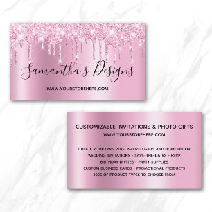 Roze Paarse Roze Glitter Druppels Ombre Online Win Visitekaartje