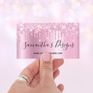 Roze Paarse Roze Glitter Druppels Ombre Online Win Visitekaartje