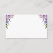 Roze Paarse Rozen Floral Baby shower Diaper Raffle Informatiekaartje (Achterkant)