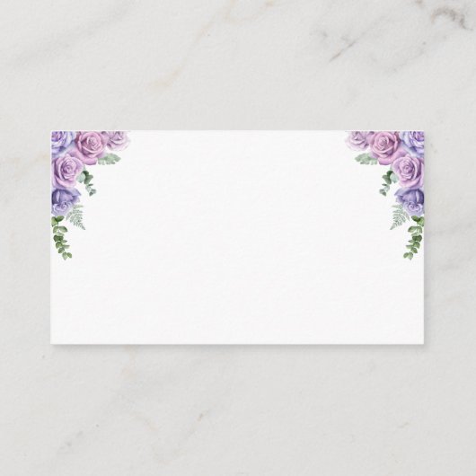 Roze Paarse Rozen Floral Baby shower Diaper Raffle Informatiekaartje (Achterkant)