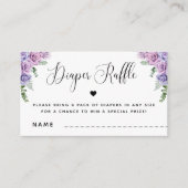 Roze Paarse Rozen Floral Baby shower Diaper Raffle Informatiekaartje (Voorkant)