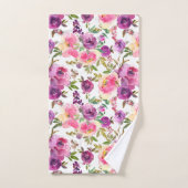 Roze Paarse Rozen Floral Girly Trendy Bad Handdoek (Handdoek)