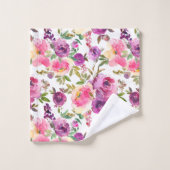 Roze Paarse Rozen Floral Girly Trendy Bad Handdoek (Wasdoekje)