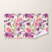 Roze Paarse Rozen Floral Girly Trendy Bad Handdoek (Handdoek)