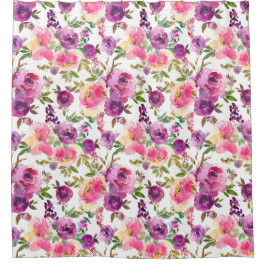Roze Paarse Rozen Floral Girly Trendy Douchegordijn
