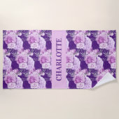 Roze paarse rozen naam strandlaken (Voorkant)