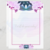 Roze Paarse Rozen papier met kartonnen korrels (Voorkant / Achterkant)