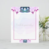 Roze Paarse Rozen papier met kartonnen korrels (Staand voorkant)