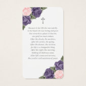 Roze Paarse Rozen Silver Cross Funeral Prayer Kaar Visitekaartje (Achterkant)