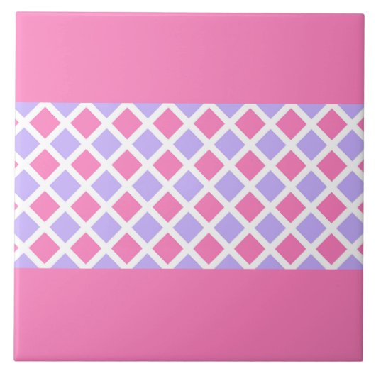 Roze Paarse Ruit Diamant Patroon Tegeltje (Voorkant)